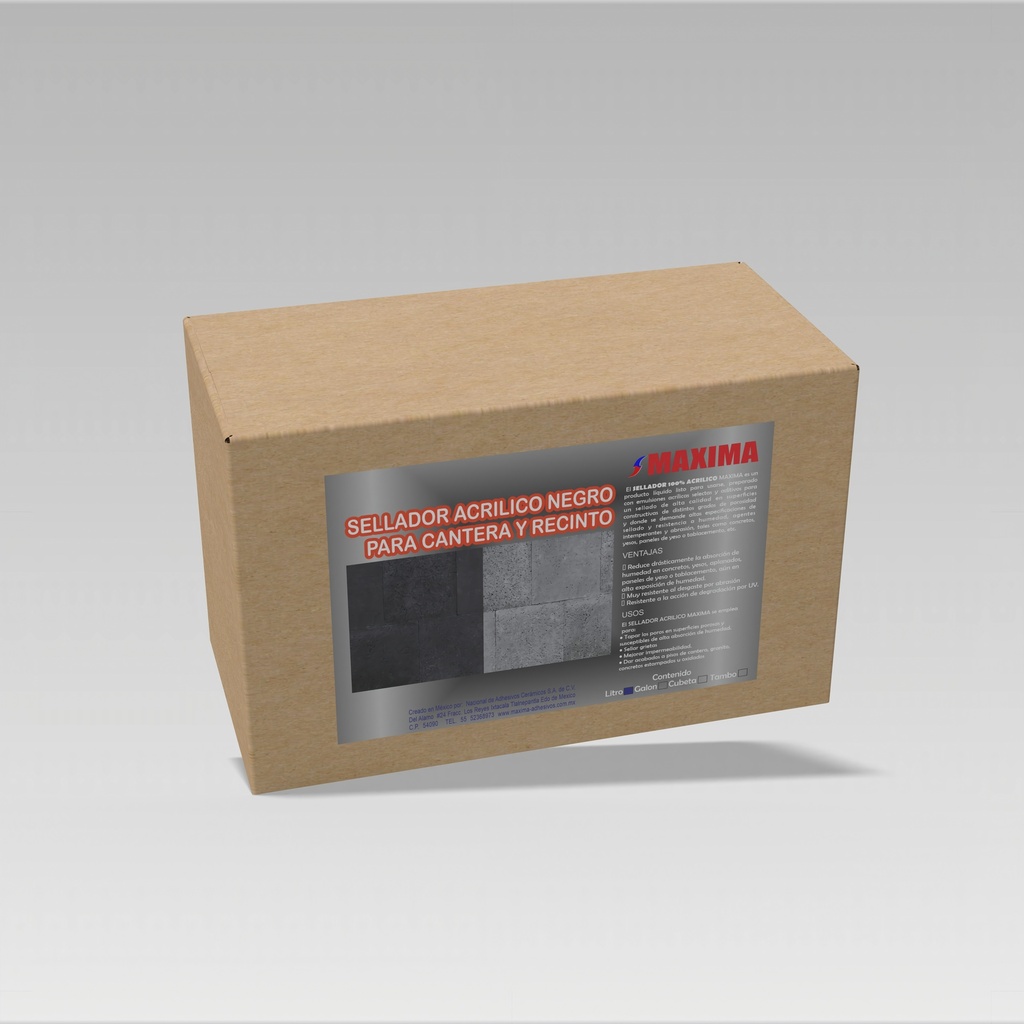 SELLADOR ACRÍLICO NEGRO PARA CANTERA Y RECINTO (PAQUETE 12PZAS 1L)