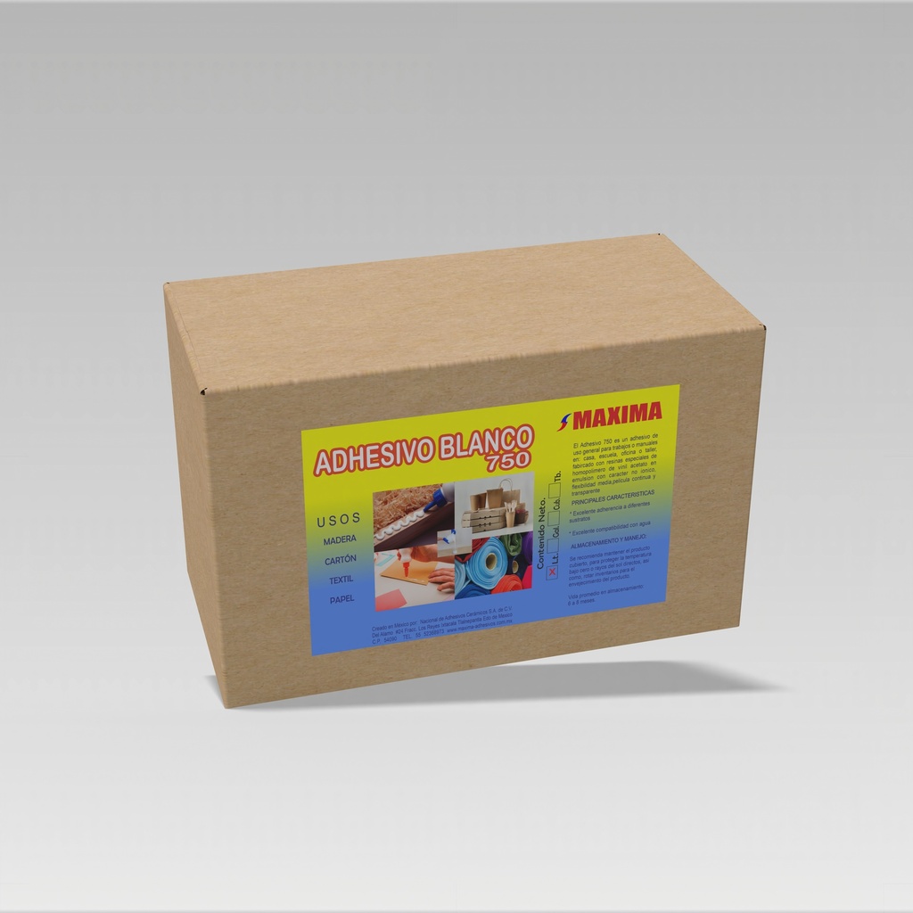 [AV-ADH-IND-00017] PEGAMENTO BLANCO MAXIMA M750 (PAQUETE 12PZAS 1L)